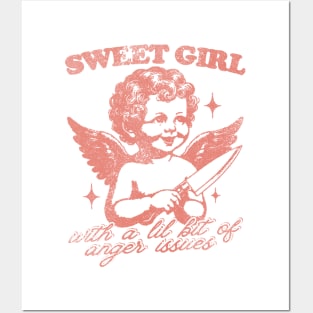 Sweet Girls With Anger Issues T-Shirt, Retro Unisex Adult T Shirt, Vintage Angel Posters and Art